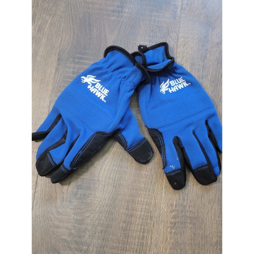 Blue‎ Hawk Work Gloves All Purpose Blue/Black Palm Grip Utility Construction Med
